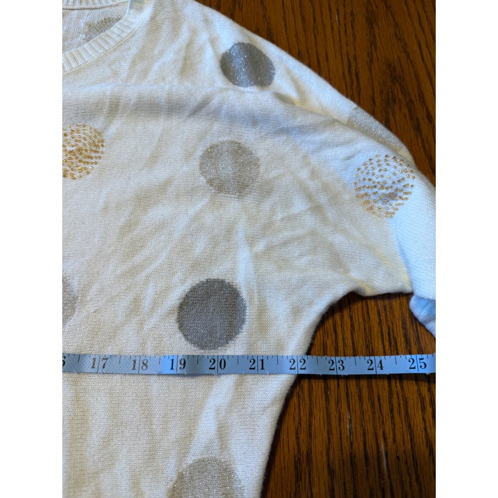 Charter Club Cream Polka Dot Dolman Sleeve Sweater XL‎ Preppy Holiday - Picture 6 of 7